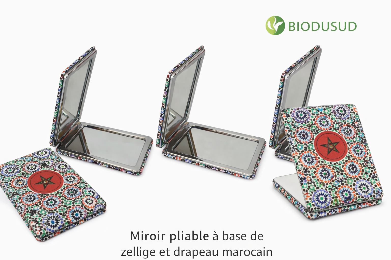 Miroir Pliable à base de Zellige et Drapeaux Marocains